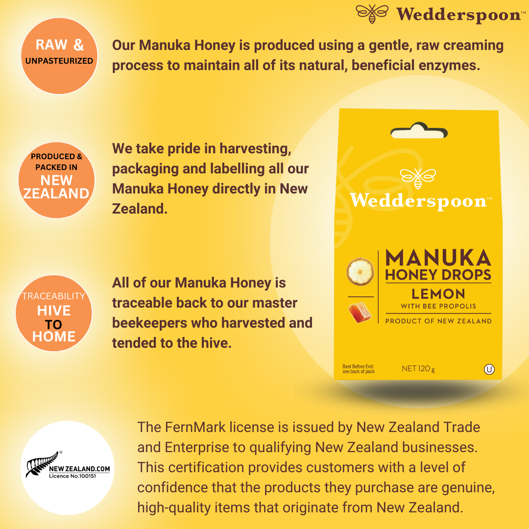 Wedderspoon Manuka Honey Drops Lemon Eucalyptus 20 Pack