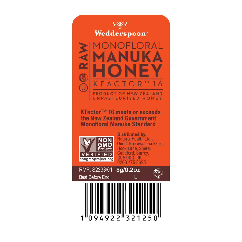 Wedderspoon Honey On The Go KFactor 16+ Manuka Snap Packs 120g (24 snaps per box)